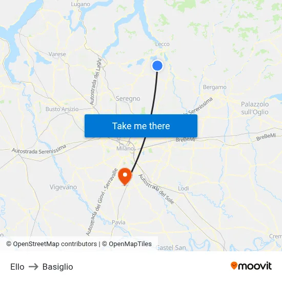 Ello to Basiglio map