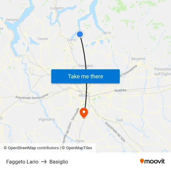 Faggeto Lario to Basiglio map