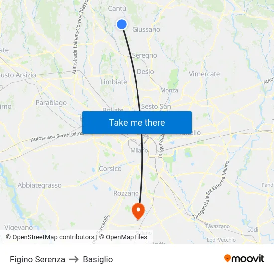 Figino Serenza to Basiglio map