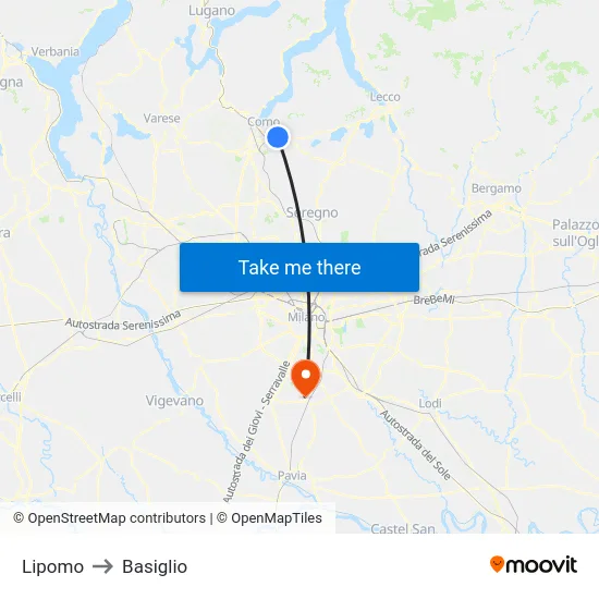 Lipomo to Basiglio map