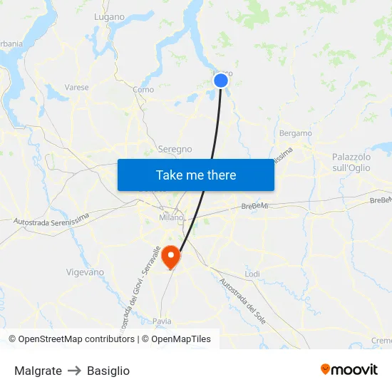 Malgrate to Basiglio map