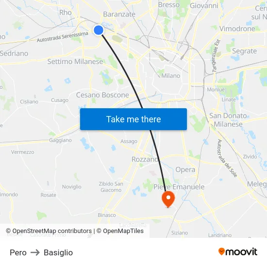 Pero to Basiglio map