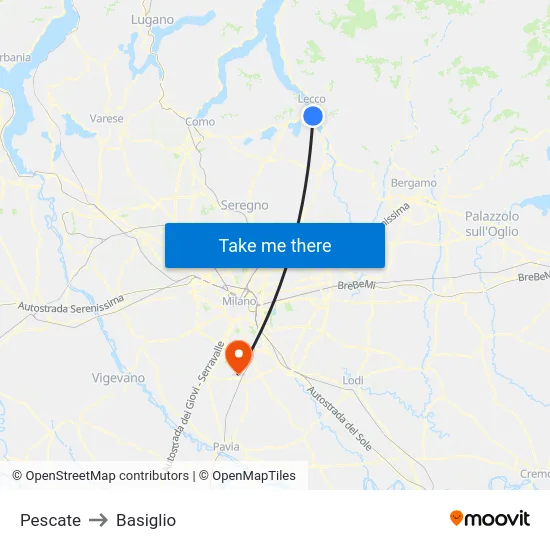 Pescate to Basiglio map