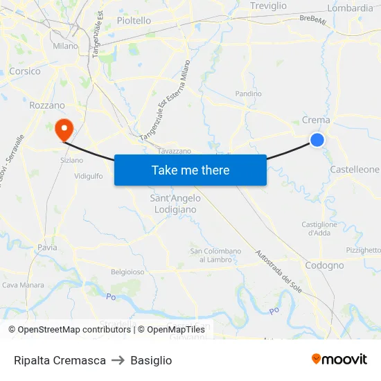 Ripalta Cremasca to Basiglio map