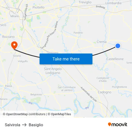 Salvirola to Basiglio map
