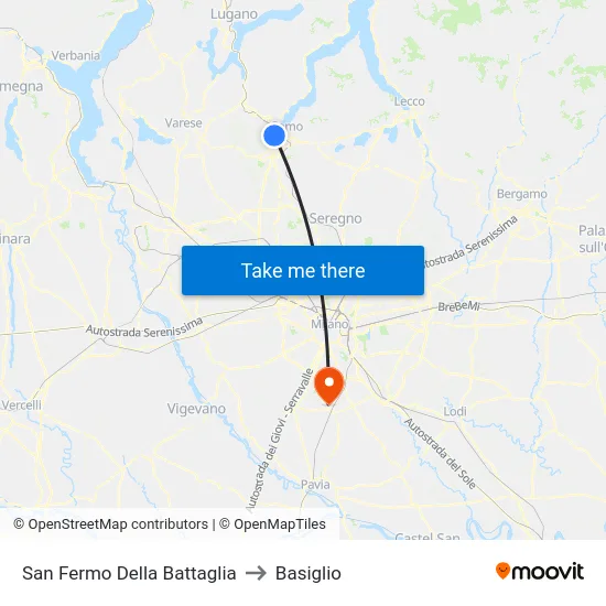 San Fermo Della Battaglia to Basiglio map