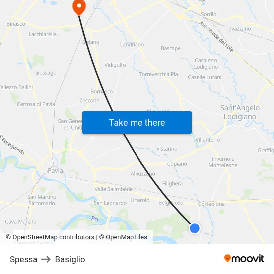 Spessa to Basiglio map