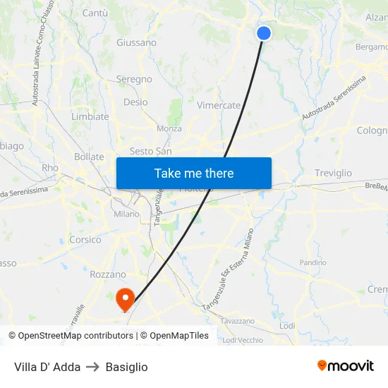 Villa D' Adda to Basiglio map