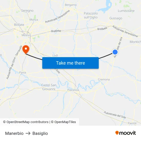 Manerbio to Basiglio map