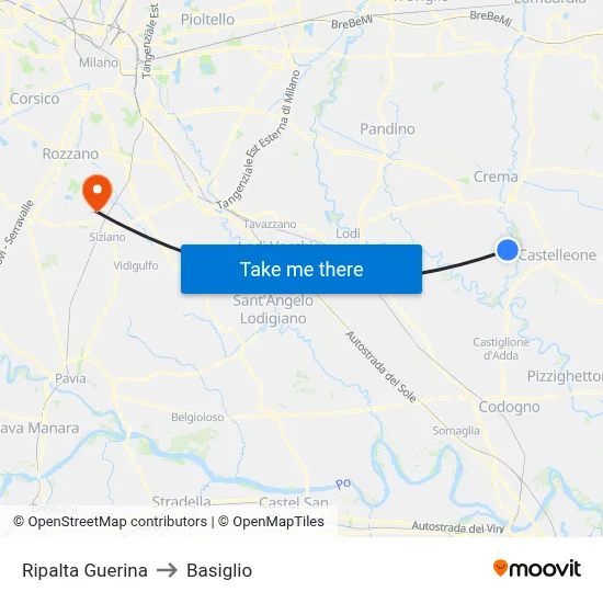 Ripalta Guerina to Basiglio map