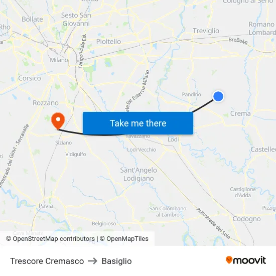 Trescore Cremasco to Basiglio map