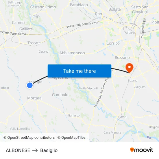 ALBONESE to Basiglio map