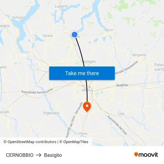 Cernobbio to Basiglio map