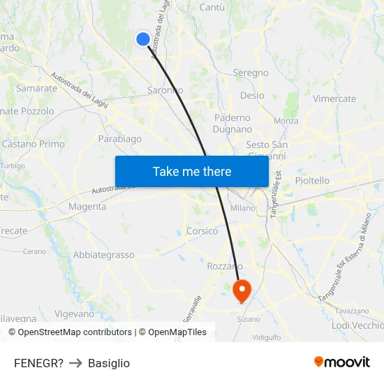 Fenegro to Basiglio map