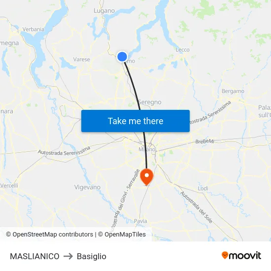 Maslianico to Basiglio map