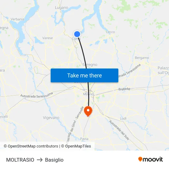 Moltrasio to Basiglio map