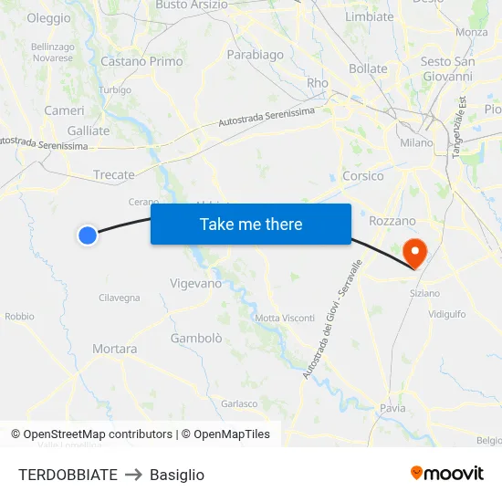 TERDOBBIATE to Basiglio map