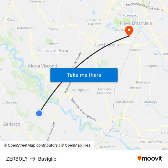 Zerbol to Basiglio map
