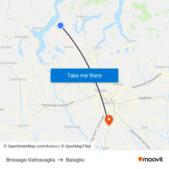 Brissago-Valtravaglia to Basiglio map
