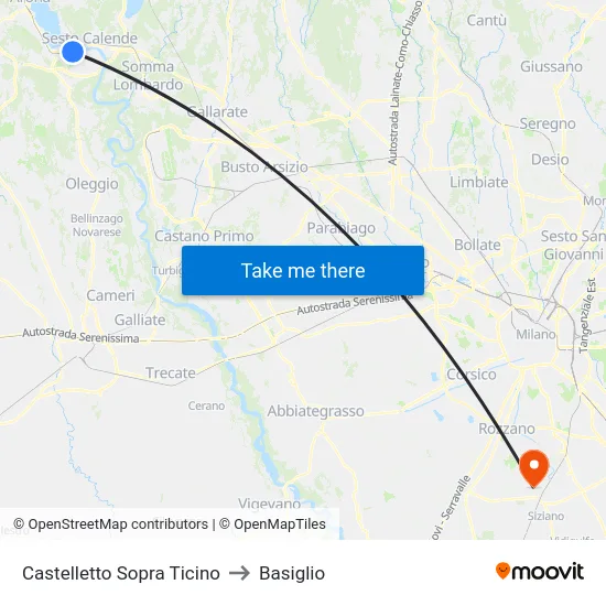 Castelletto Sopra Ticino to Basiglio map