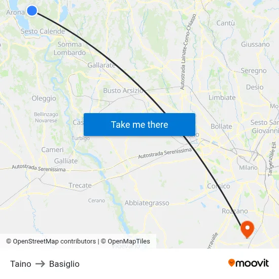 Taino to Basiglio map