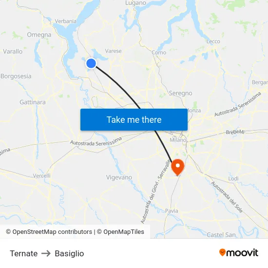 Ternate to Basiglio map