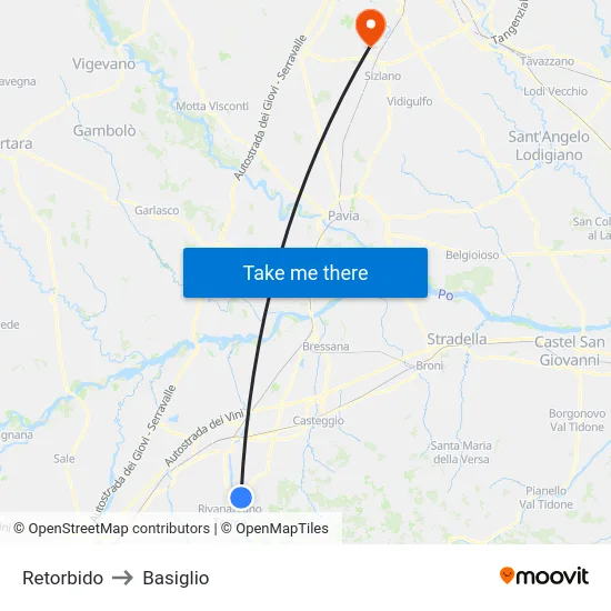 Retorbido to Basiglio map