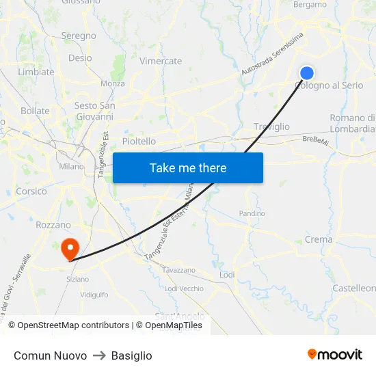 Comun Nuovo to Basiglio map