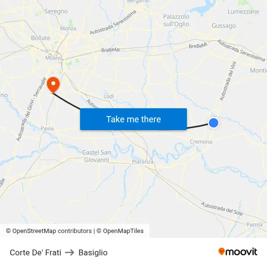 Corte de' Frati to Basiglio map