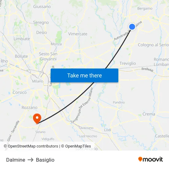 Dalmine to Basiglio map