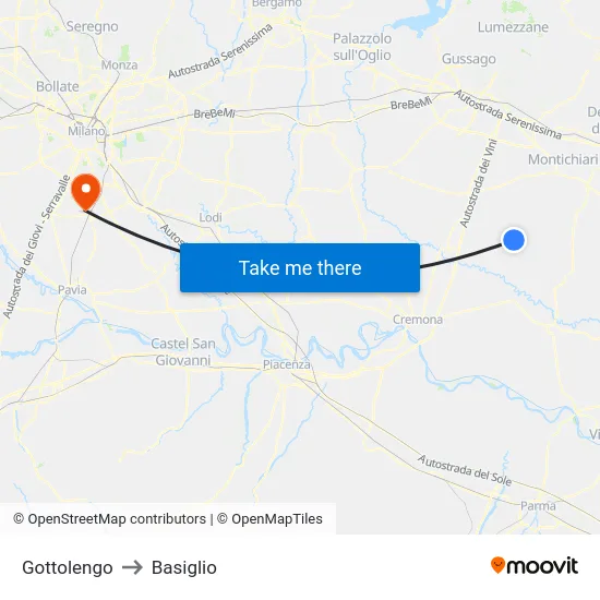 Gottolengo to Basiglio map