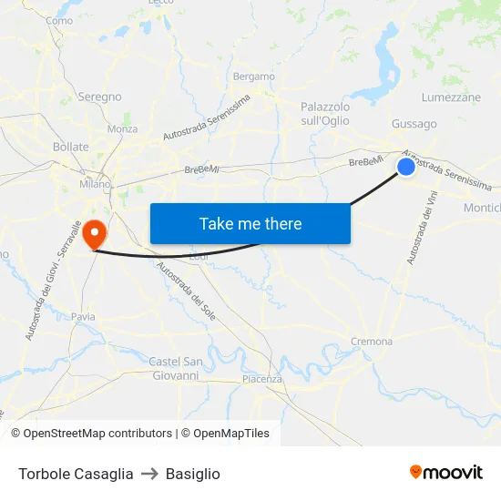 Torbole Casaglia to Basiglio map