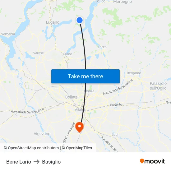 Bene Lario to Basiglio map
