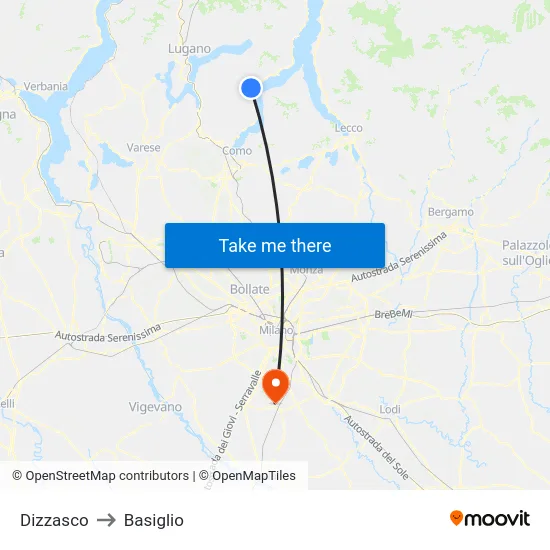 Dizzasco to Basiglio map