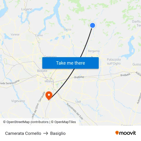 Camerata Cornello to Basiglio map