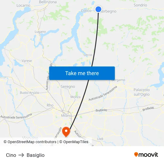 Cino to Basiglio map