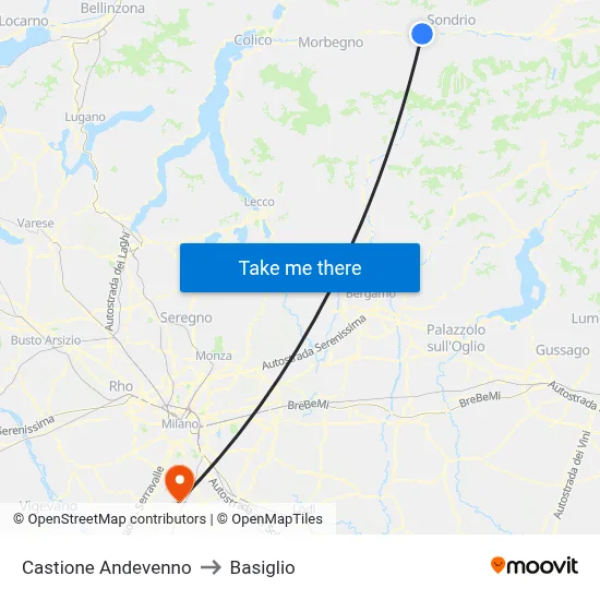 Castione Andevenno to Basiglio map