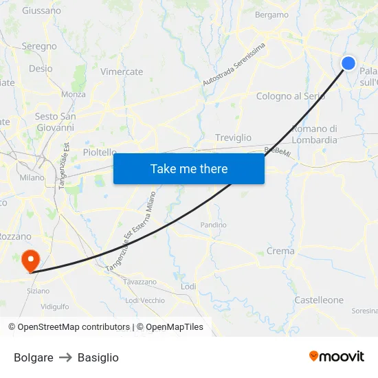 Bolgare to Basiglio map