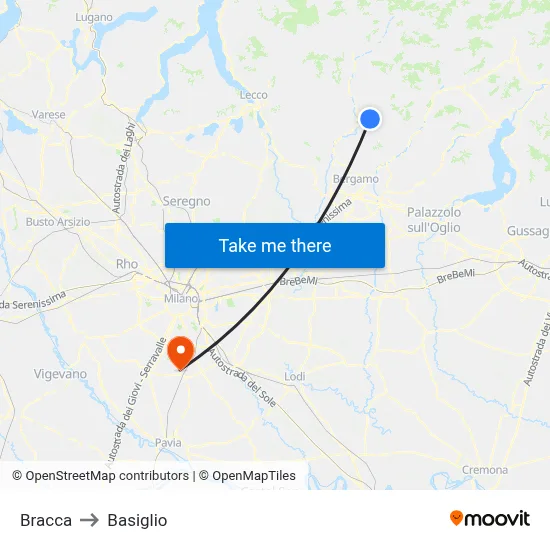 Bracca to Basiglio map