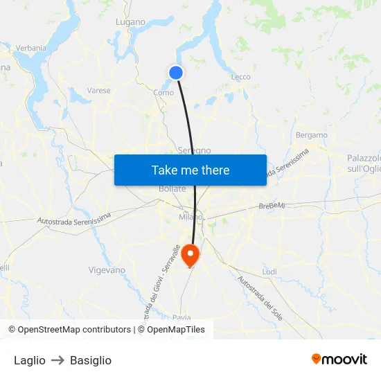 Laglio to Basiglio map