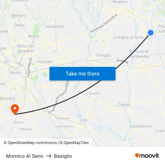 Mornico Al Serio to Basiglio map