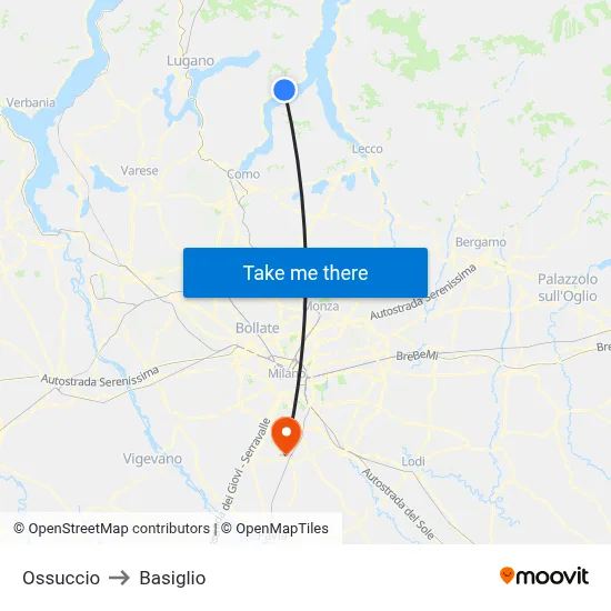 Ossuccio to Basiglio map