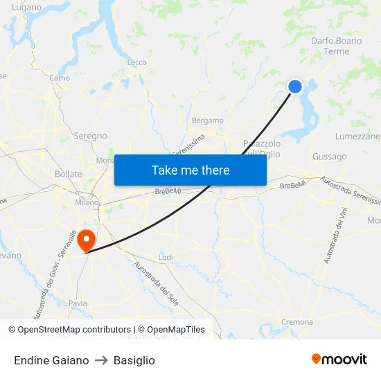 Endine Gaiano to Basiglio map