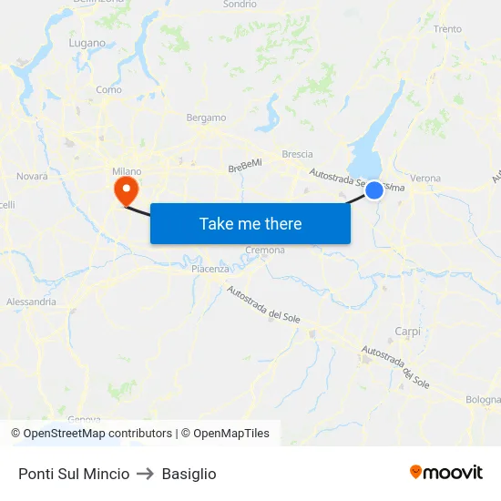 Ponti Sul Mincio to Basiglio map