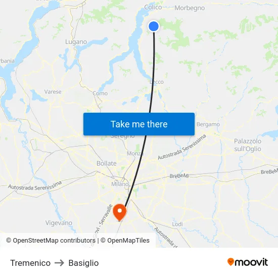 Tremenico to Basiglio map
