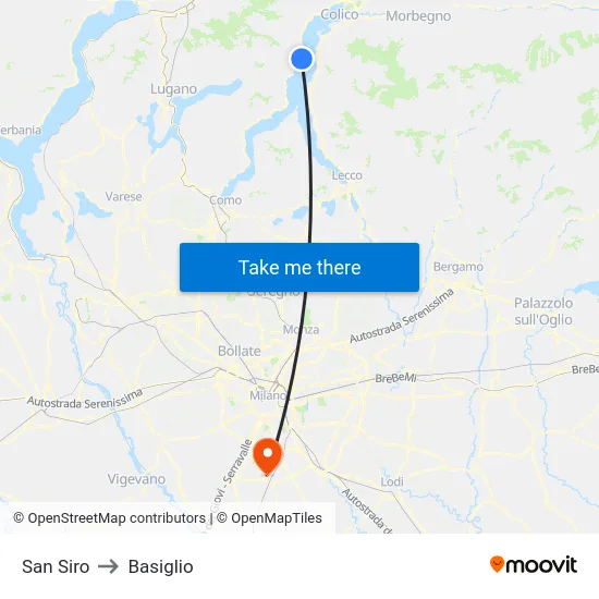 San Siro to Basiglio map