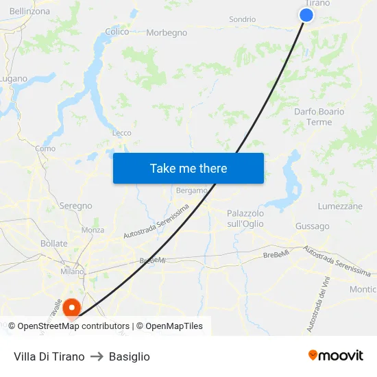 Villa Di Tirano to Basiglio map