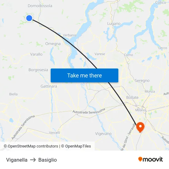 Viganella to Basiglio map