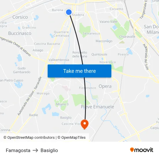 Famagosta to Basiglio map