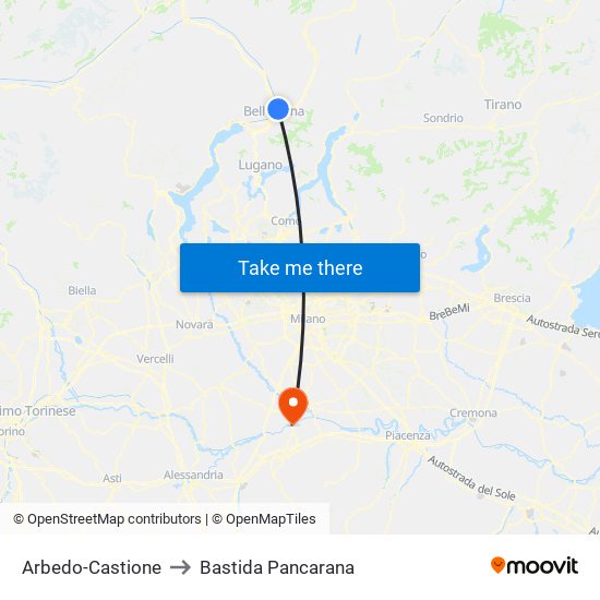 Arbedo-Castione to Bastida Pancarana map